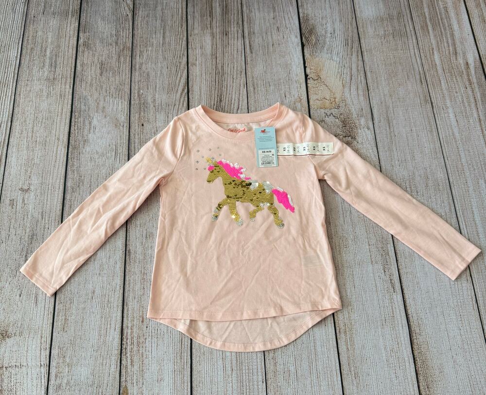 NWT GIRLS XS Cat & Jack Flip Sequin Unicorn Long Sleeve Shirt
